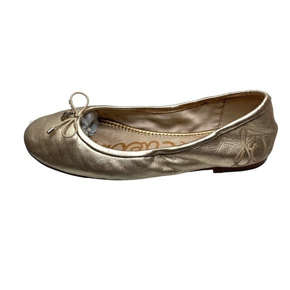 SAM‎ EDELMAN Felicia Gold Leather Slip On Ballet Flats - Picture 9 of 10